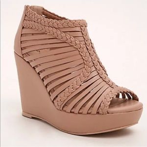 NWOB - Faux Leather Strappy Wedge Sandals